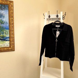NWT Mango Black Crop Cardigan Blazer, Size L